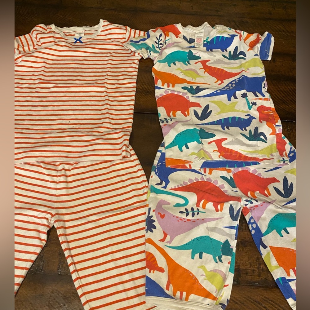 Mini BODEN pajamas SET OF 2. Size 10. Red stripes and Dinosaur print.